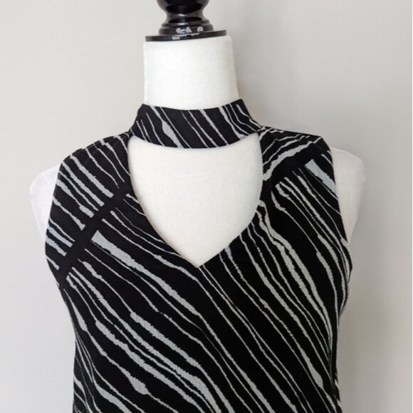 Calvin Klein choker chiffon abstract print shift dress - Picture 3 of 5